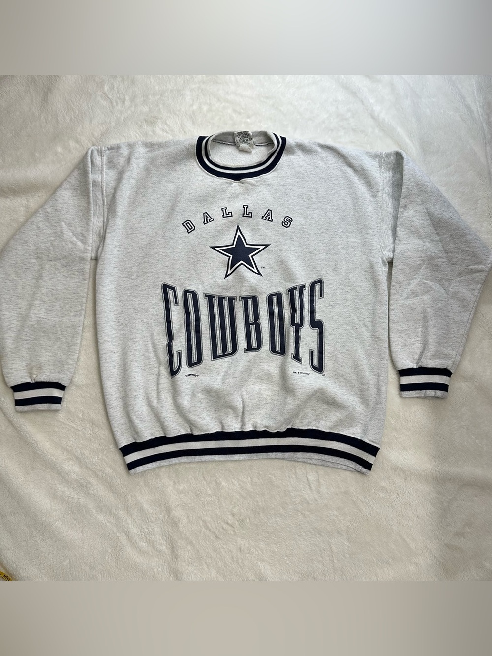 Vintage 90s Dallas Cowboys Crewneck Sweatshirt XL Nutmeg Mills Gray Stripe